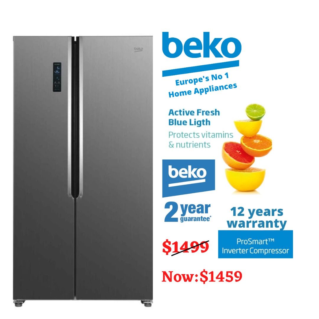 Beko Refrigerator 521L Silver / Black (Glass door) Europe No 1 Home