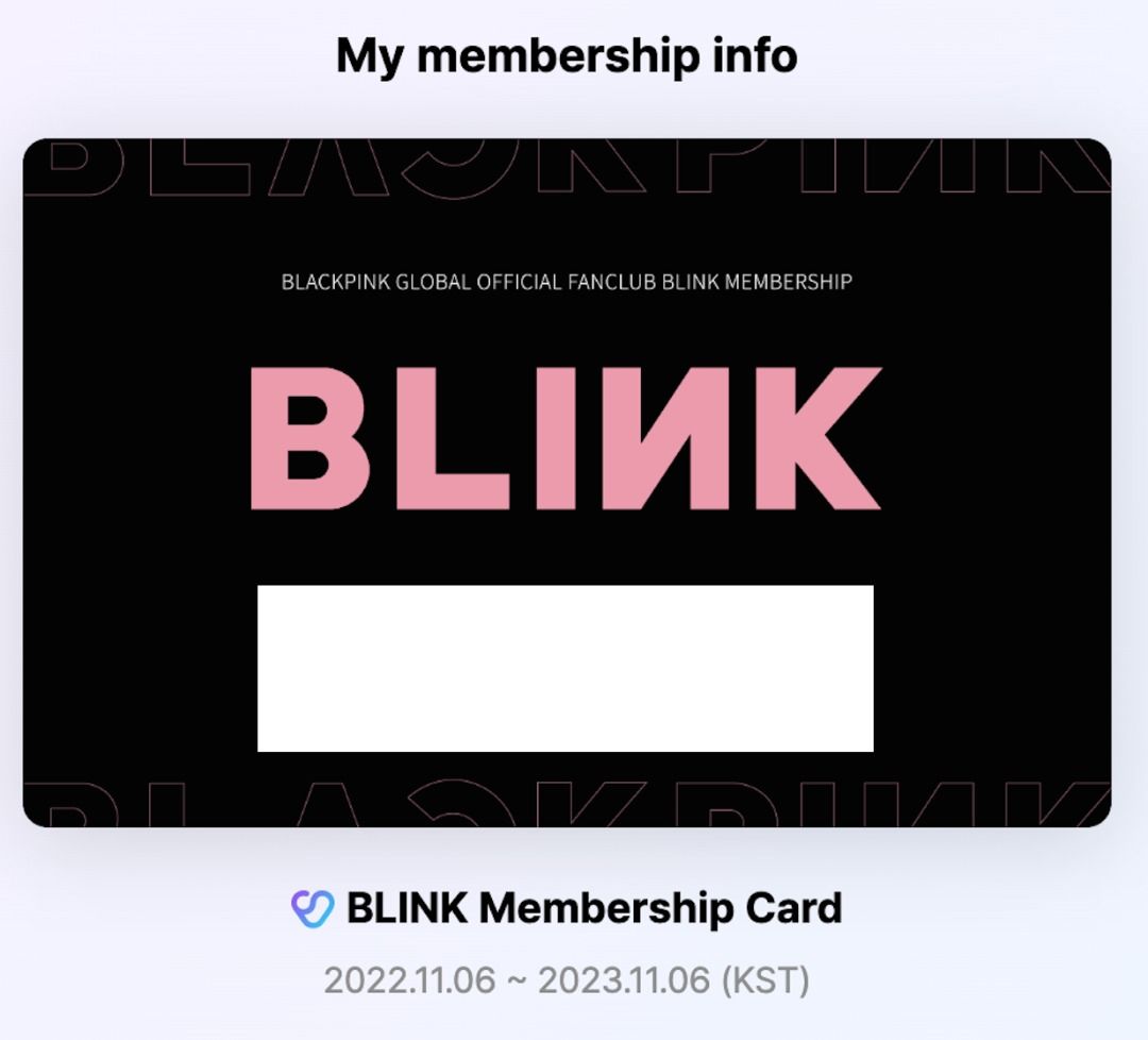 BLACKPINK BLINK Membership Card (BLACKPINK Global Official