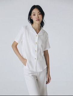 BN Basis cotton resort shirt white / black / brown(M)