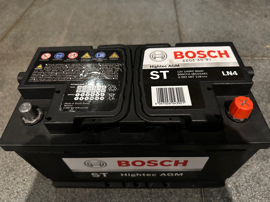 Bosch AGM car battery Din 80 for sale, Car Accessories, Accessories on