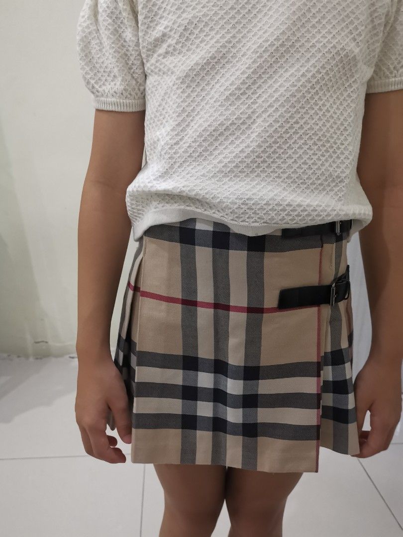 2 Pc Burberry Girls 5 yr Pleated Skirt Nova Check w/Polo Shirt Detach  Suspenders | eBay