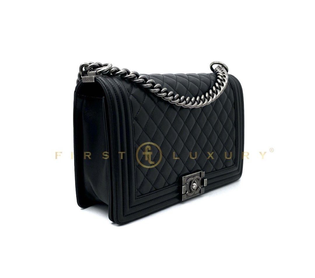 Chanel Le Boy Medium Black Kambskin RHW, Luxury, Bags & Wallets on