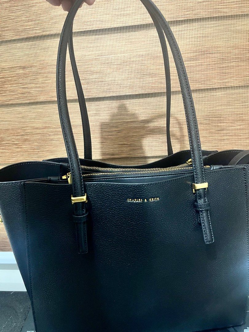 Black Large Double Handle Tote Bag CHARLES KEITH KR