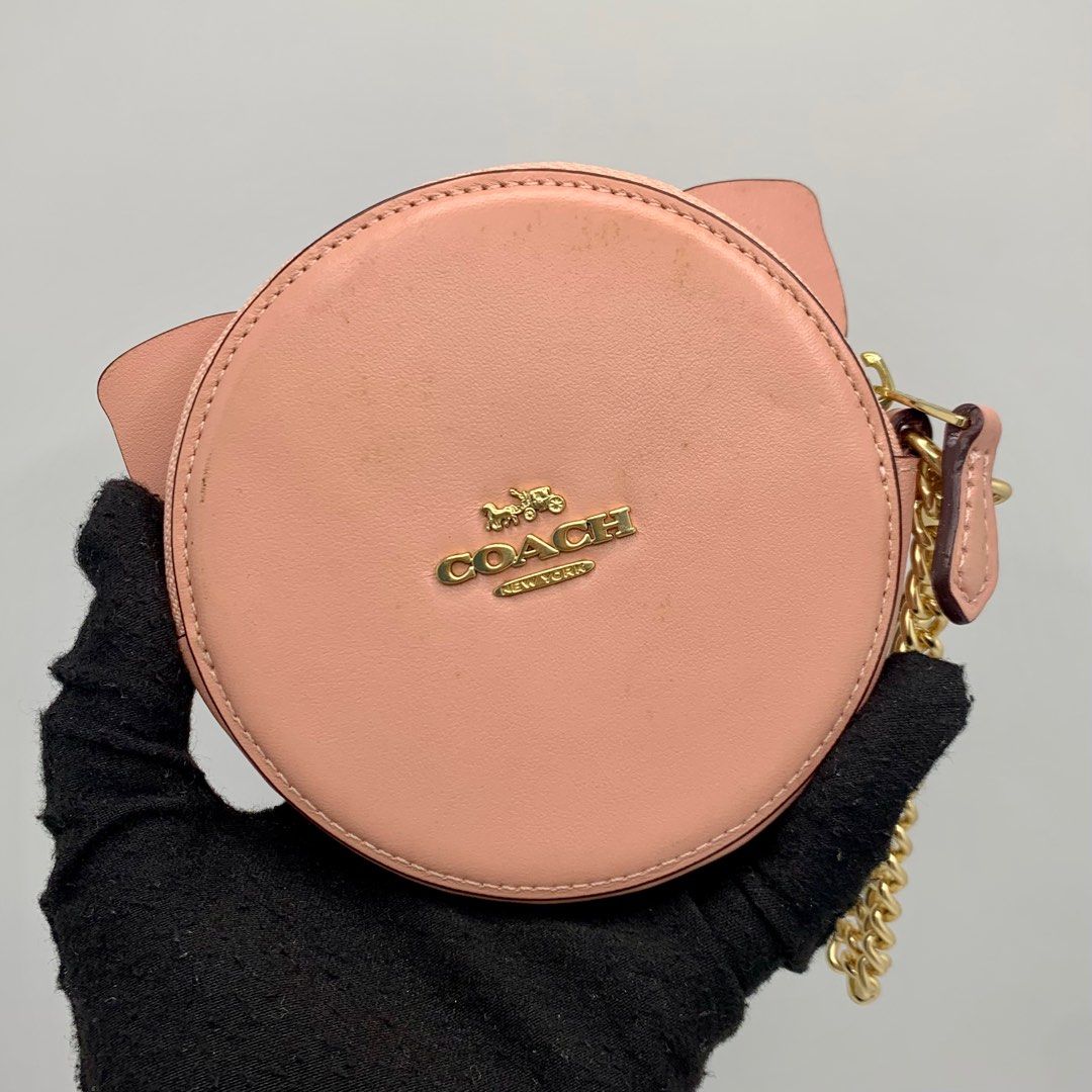 Leather Purse Pig Coin Case Coach Leather Bag Coach Pig Coin Case COACH  F53619 PINK PIG