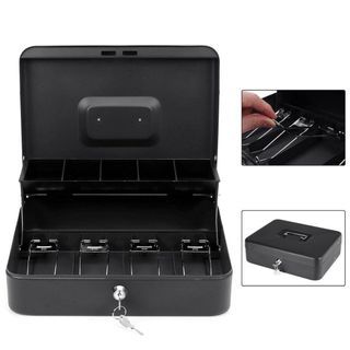Metal Cash Box with Key Lock (Portable) [Dual Tier] , cash drawer / Safe Box , money box , cash register , POS box , cashier box Delivery [READY STOCK] Cash Box (cutomised to fit SG Currency) cash drawer , money box , cash register , POS box , cashier box