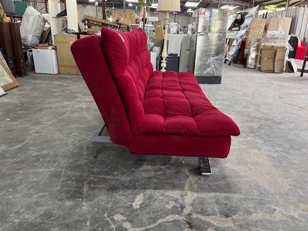 Fabric Adjustable Sofa Bed Red Colour / Katil Sofa Boleh Laras Fabrik
