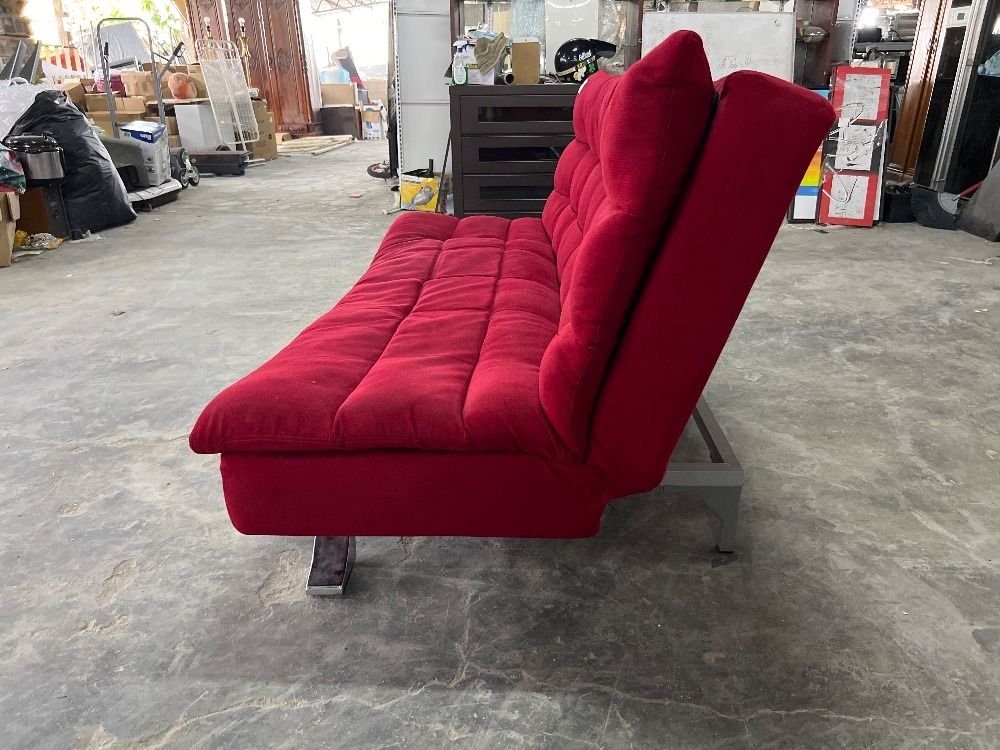Fabric Adjustable Sofa Bed Red Colour / Katil Sofa Boleh Laras Fabrik