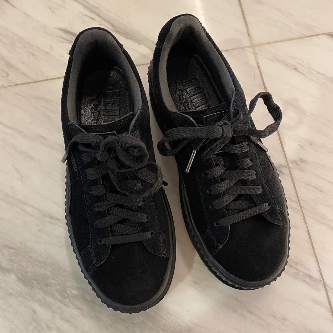 All black cheap puma suede platform