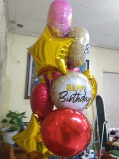 Flying Happy Birthday Balloons Gold star balloon round shaped balloon heart shaped balloon / Hydro Flying @ P30 / Helium Quality @ P200 #balloons #balloon #helium