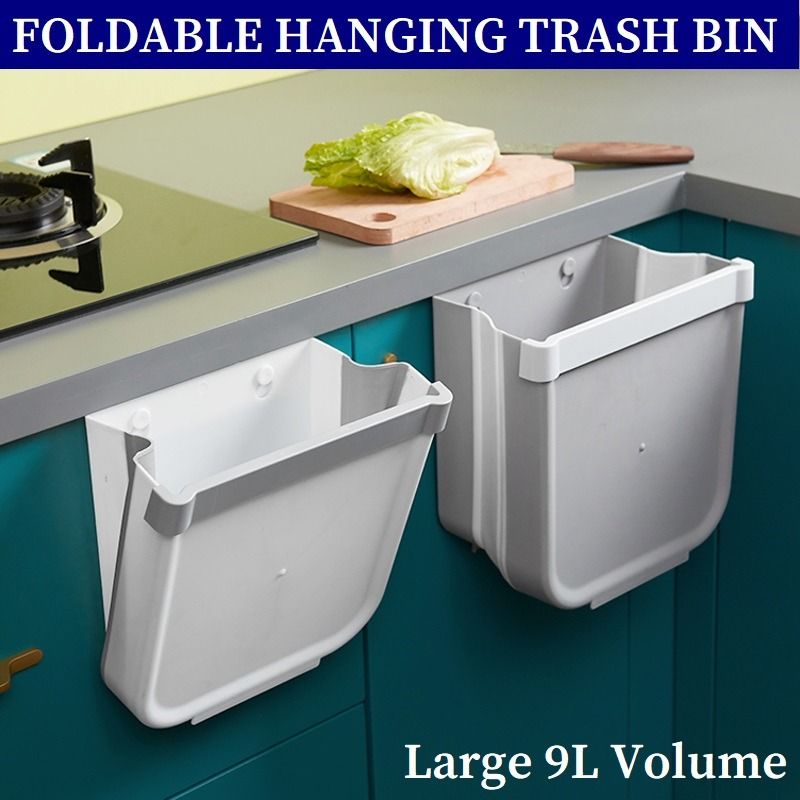 Foldable Kitchen Hanging Trash Bin Rubbish Bag Holder Dustbin Garbage ...