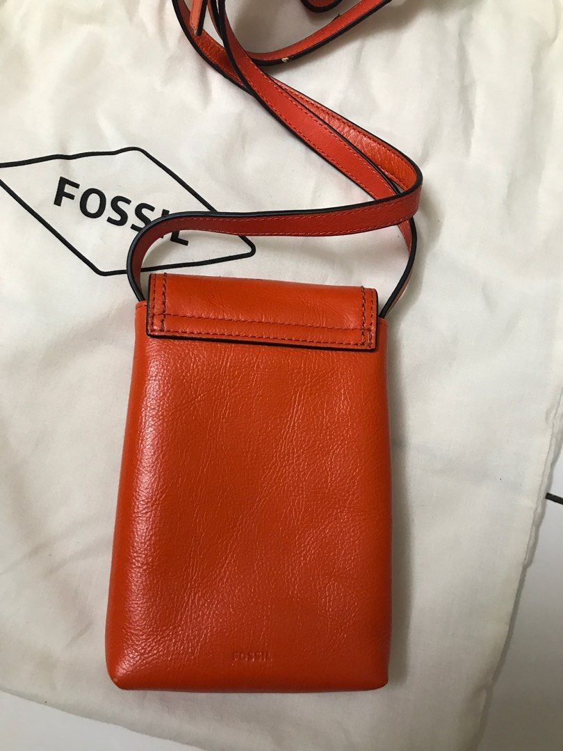 Fossil Bobbie Phone Bag Crossbody Poppy Orange color (Original price RM419), Women's Fashion
