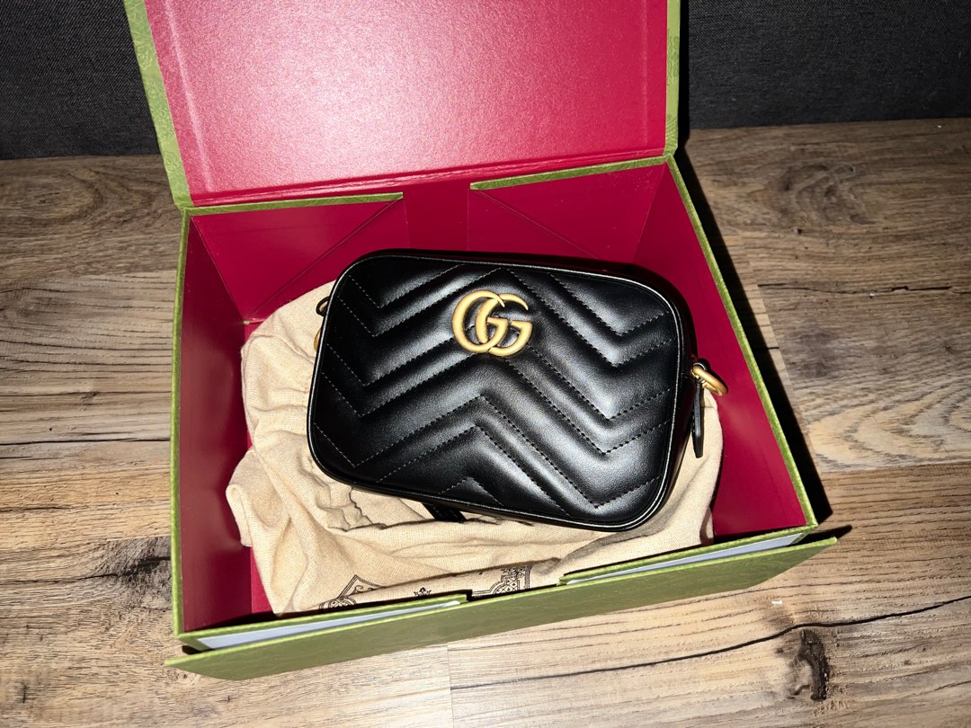 Gucci Marmont GG matelasse mini shoulder bag , Luxury, Bags & Wallets