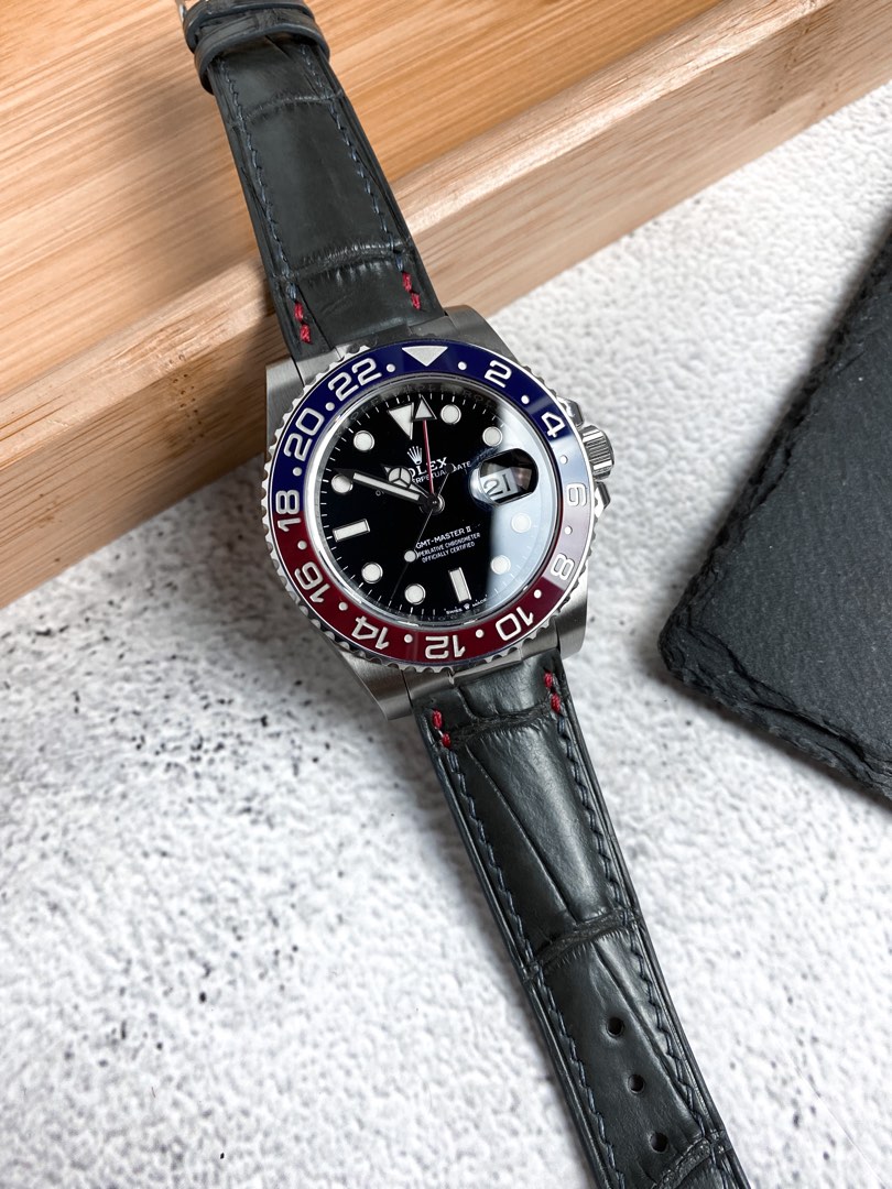 Rolex pepsi leather strap on sale