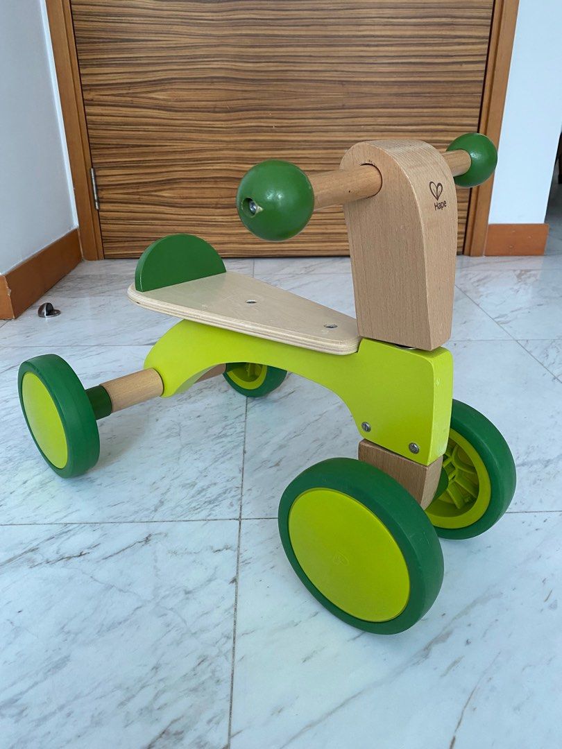 Hape Wooden Scoot Around 4 Wheel Trike Babies Kids Infant Playtime on Carousell