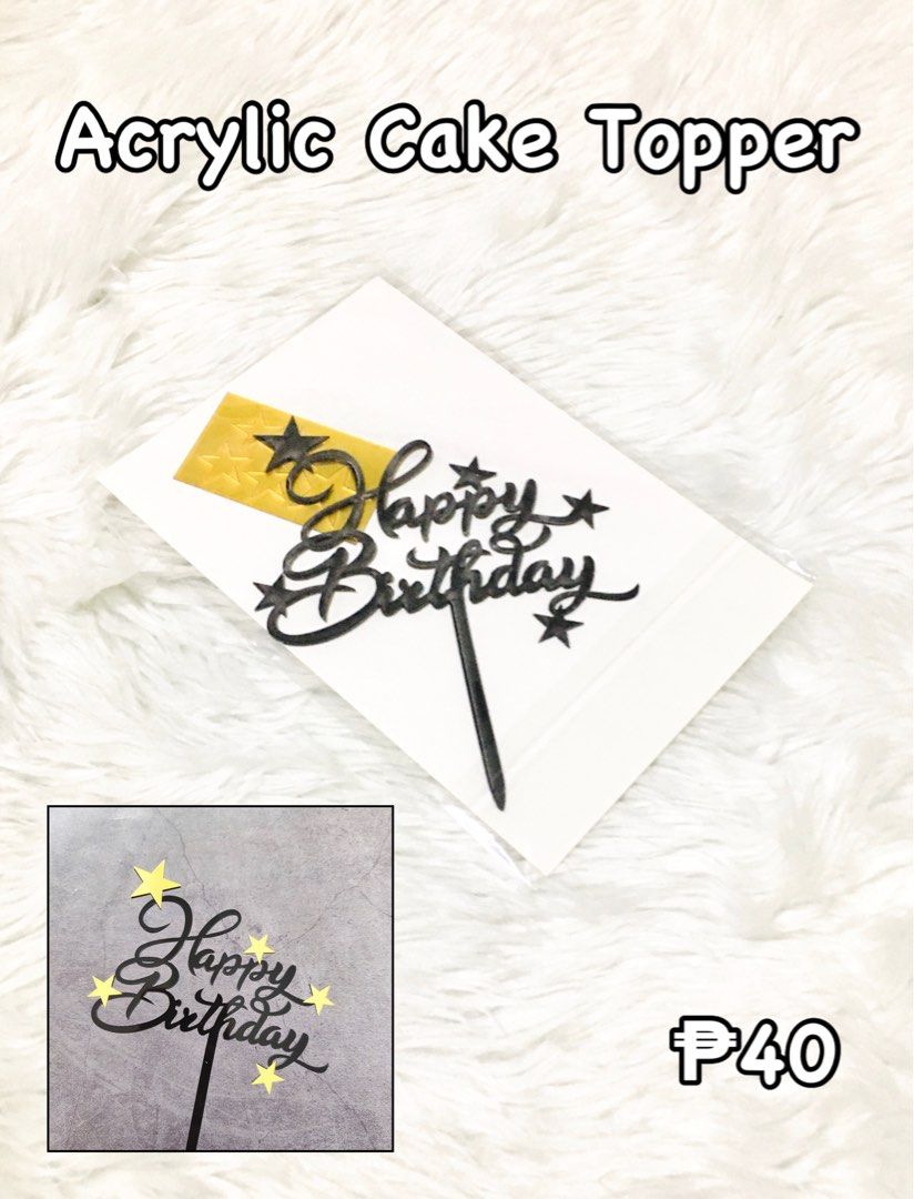 Happy Birthday Acrylic Cake Topper, Hobbies & Toys, Stationary & Craft