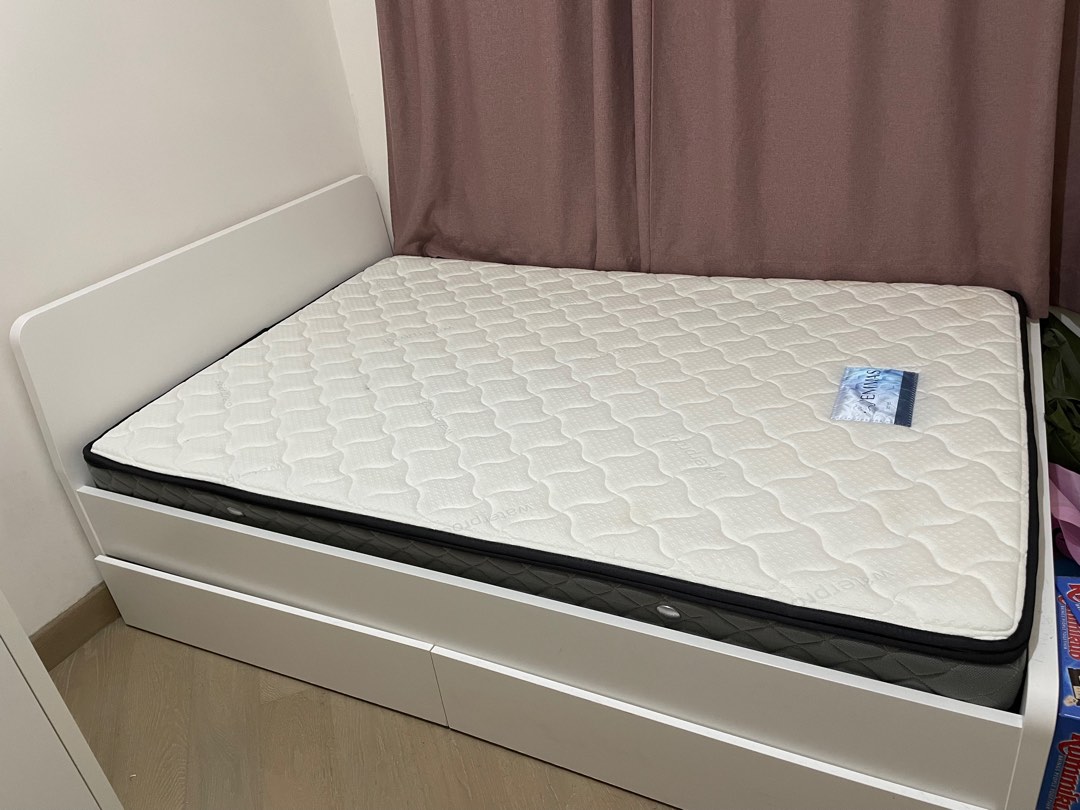 Ikea 4 尺x 6 尺床連EMMAs Air 床褥, 傢俬＆家居, 傢俬, 床架及床褥 Carousell