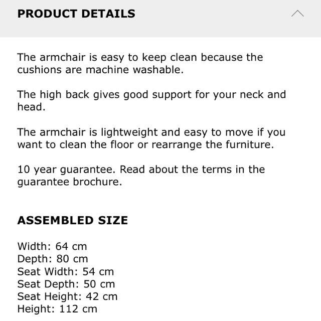 Ikea Black Armchair_ NOLBYN HIGH BACK ARMCHAIR, Furniture & Home Living