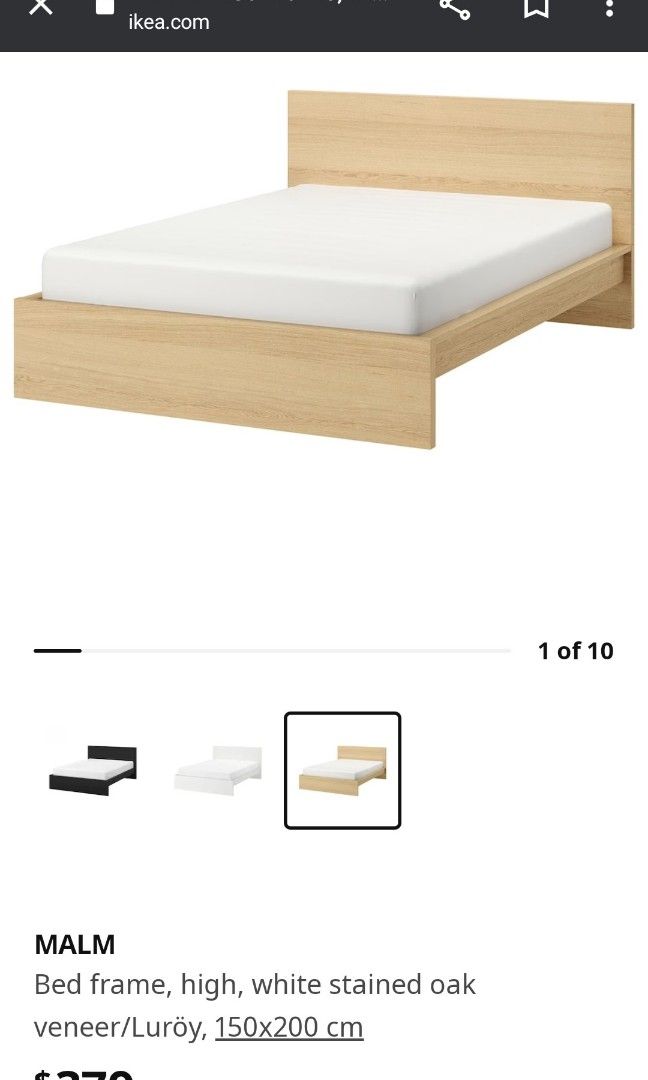 IKEA Malm Queen bed frame with Luroy slatted base, Furniture & Home