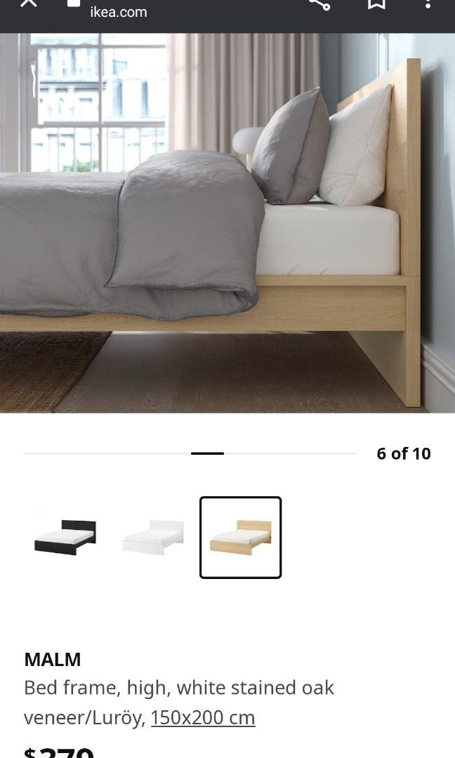 IKEA Malm Queen bed frame with Luroy slatted base, Furniture & Home