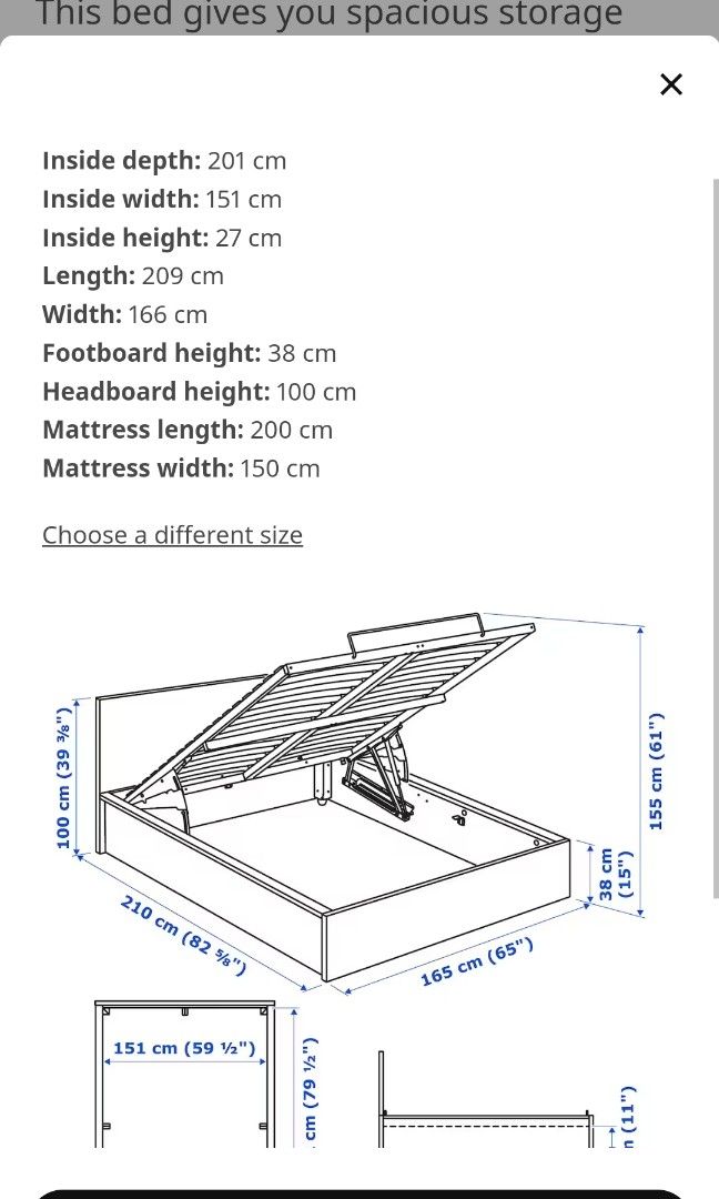 IKEA MALM white ottoman bed & HOVAG mattress, Furniture & Home Living