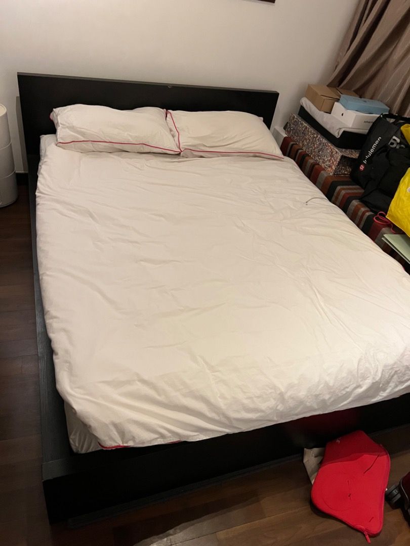 IKEA Malm queen bed and mattress, Furniture & Home Living, Furniture
