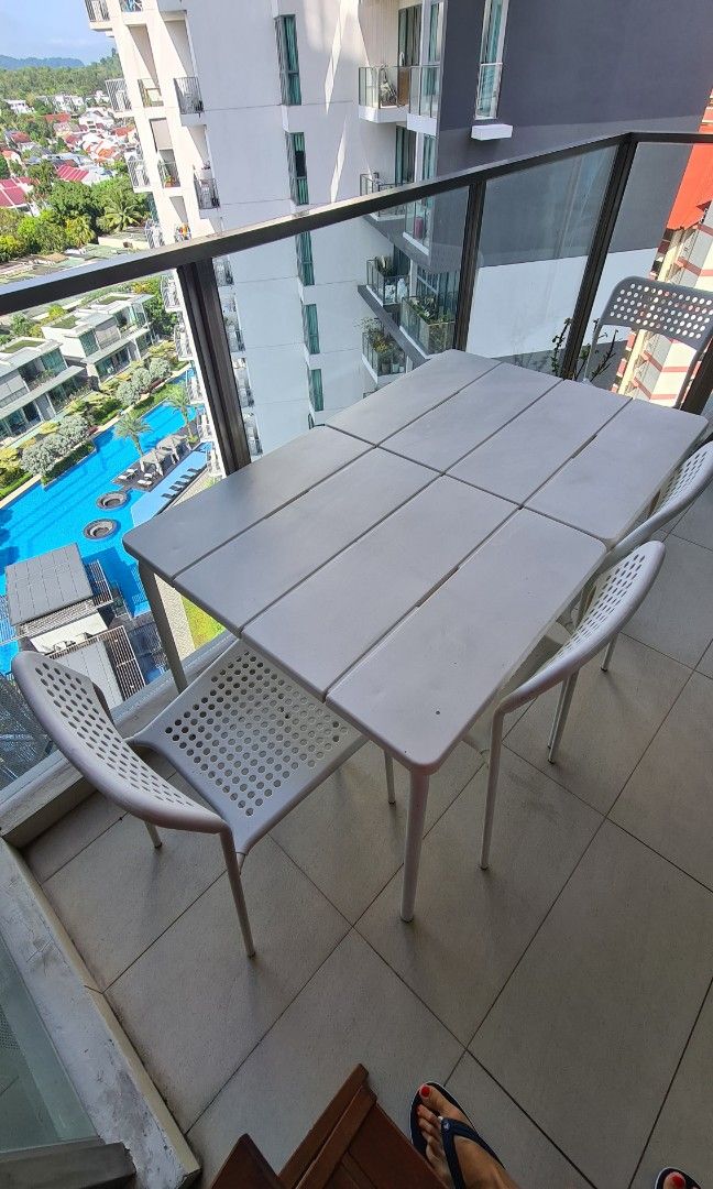 IKEA plastic table and 4 chairs, Furniture & Home Living, Furniture