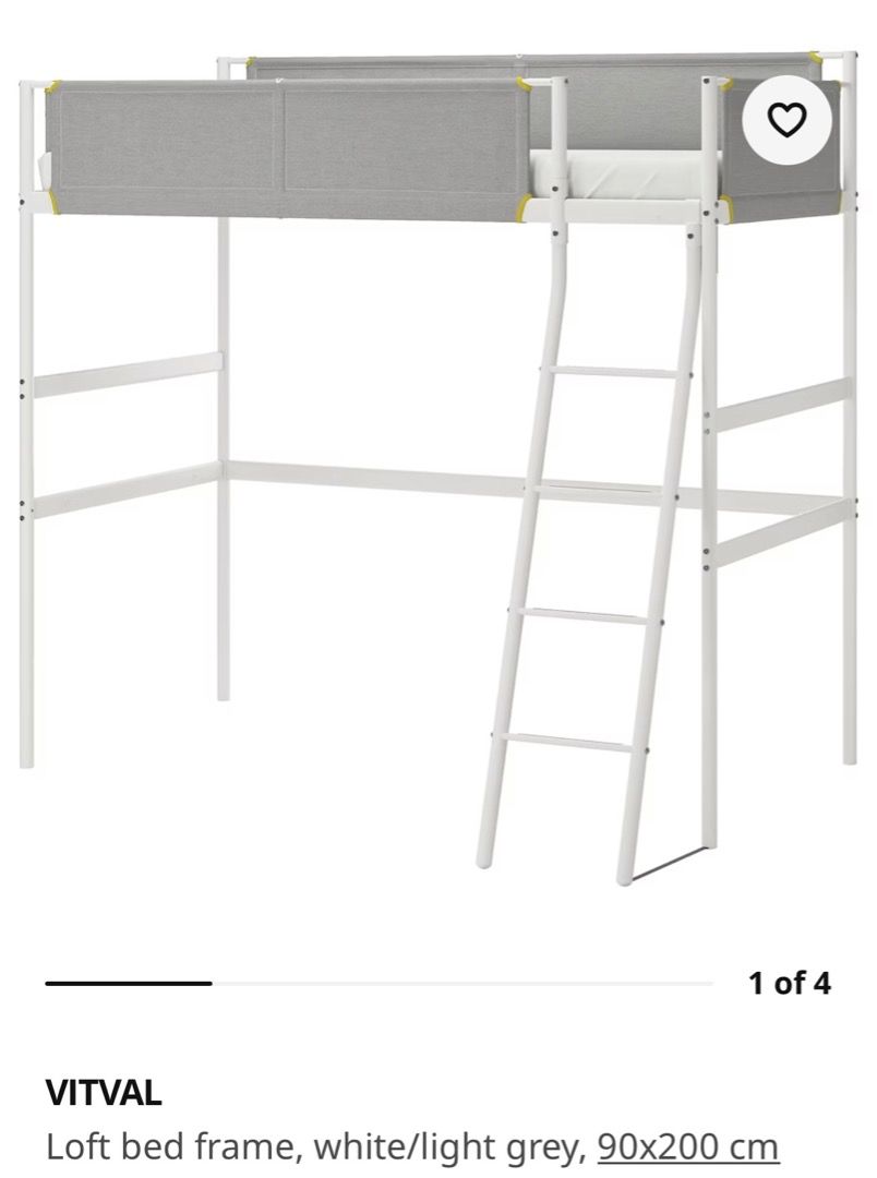 IKEA VITVAL Loft Bed Frame, Furniture & Home Living, Furniture, Bed