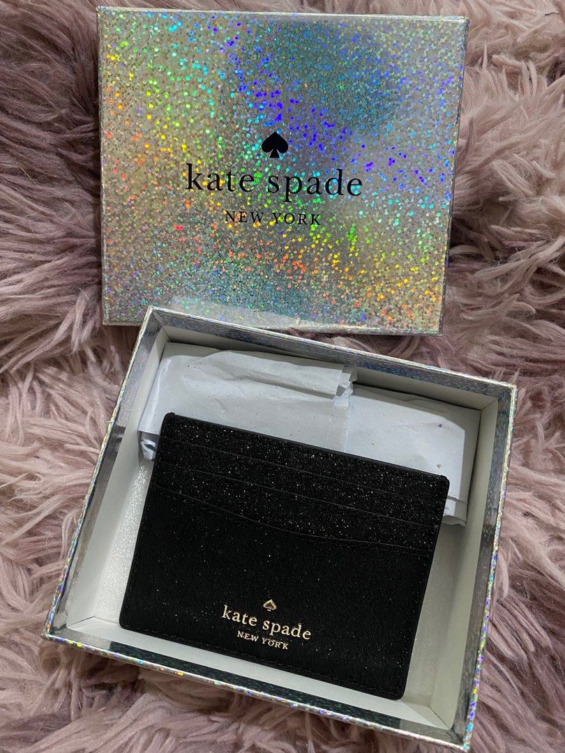 Kate spade lola glitter card holder with tinsel box, Men's Fashion, Watches  & Accessories, Wallets & Card Holders on Carousell