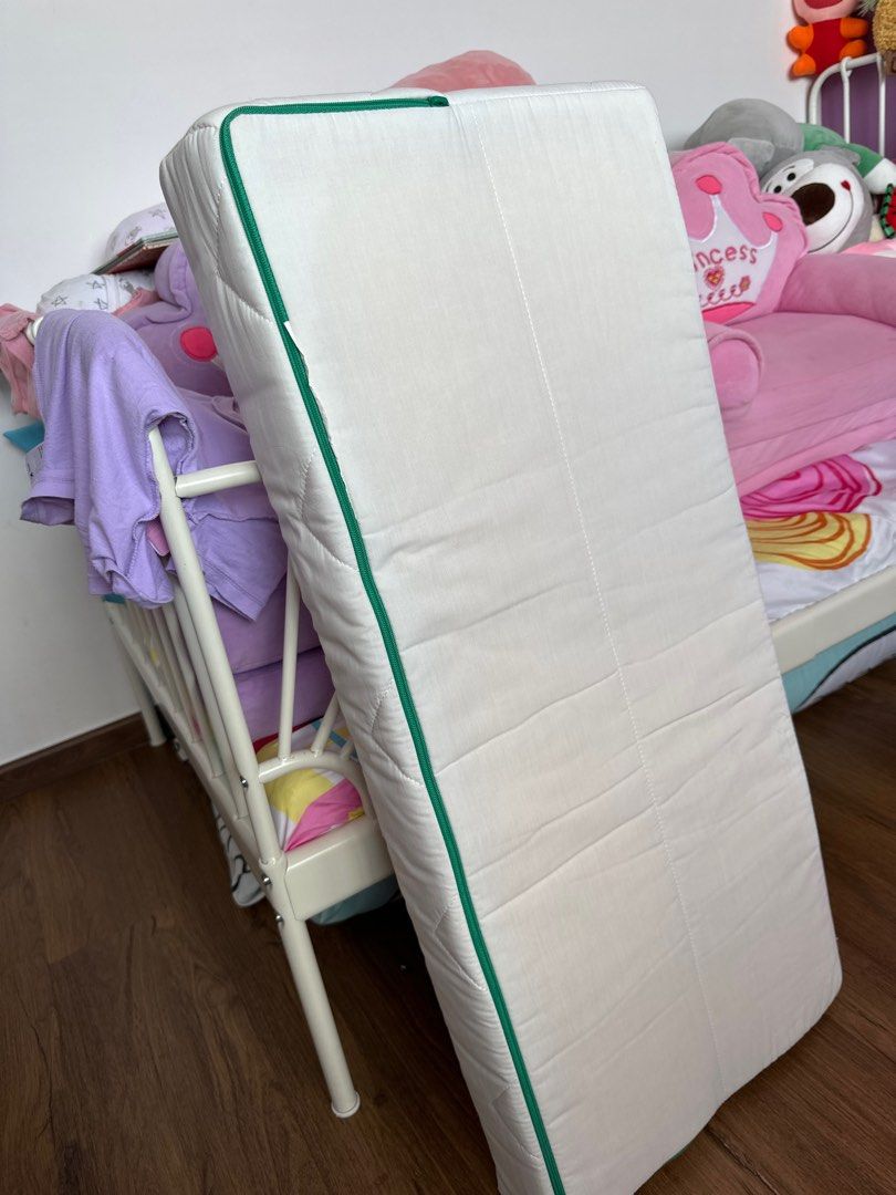 KIDS BED Ikea MINNEN bed frame with VIMSIG mattress, Furniture & Home