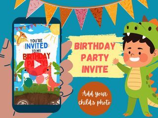 Kids Birthday Party Video Invitation - Dinosaur Theme