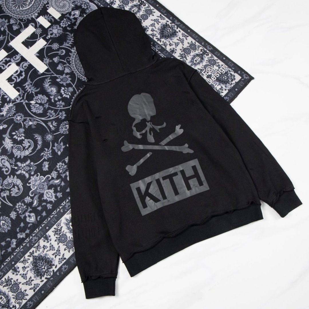 KITH x MASTERMIND WORLD KNIT HOODIE破洞帖花衛衣男女尺寸M-XXL, 男裝 ...