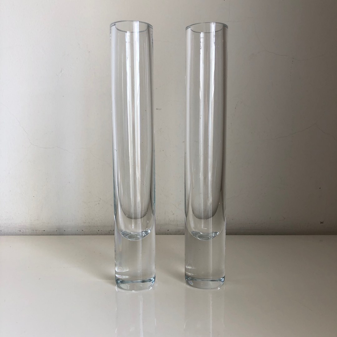 Long Glass Vases x 2, Furniture & Home Living, Home Decor, Vases