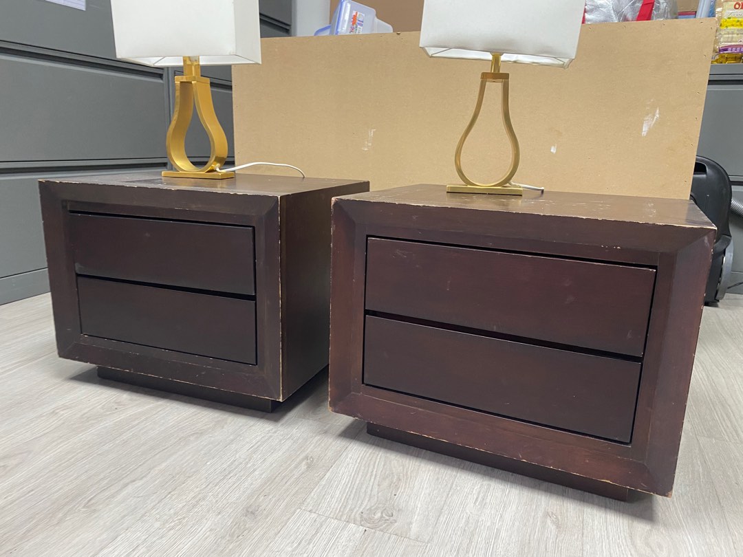 Low bedside table with 2 drawers, Furniture & Home Living, Furniture