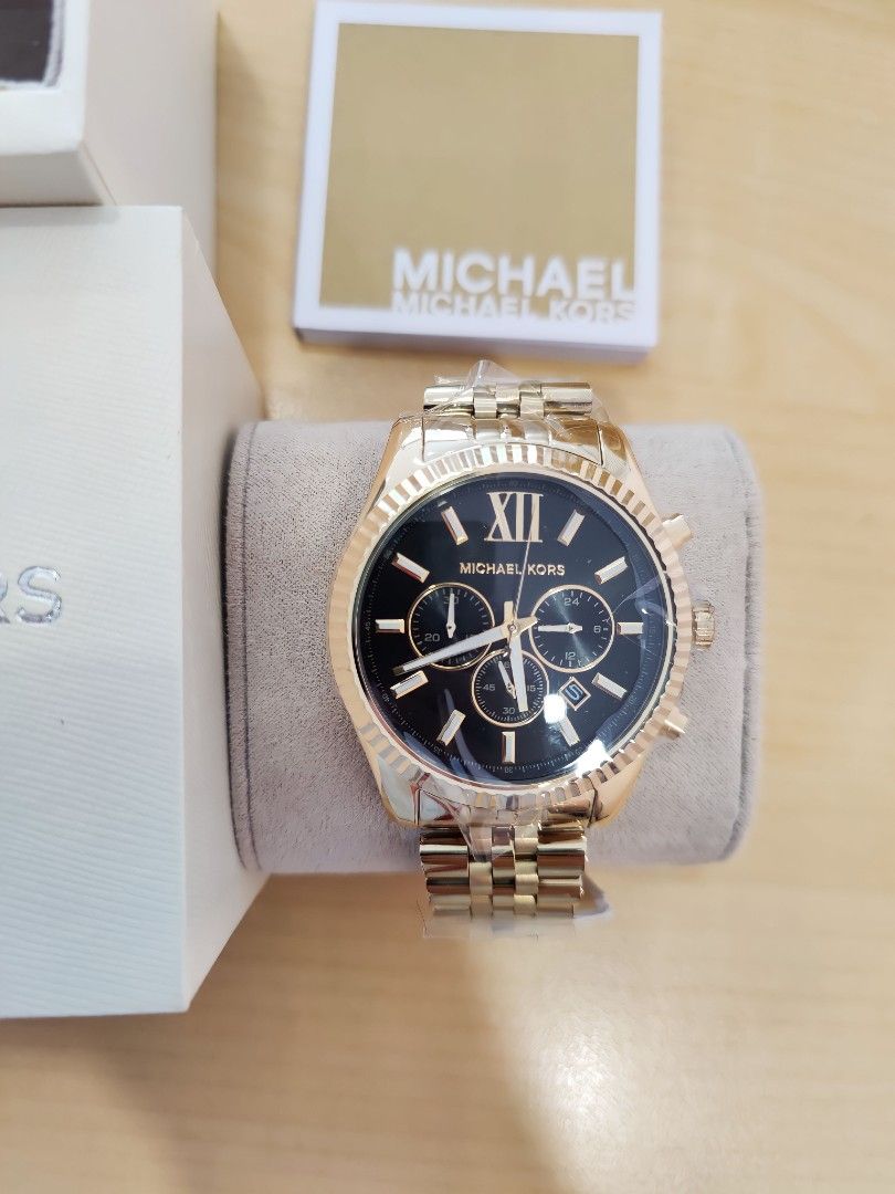 Michael Kors Mens and Womens Lennox GoldTone Stainless Steel Bracelet  Watch Set 2 Pieces  Macys