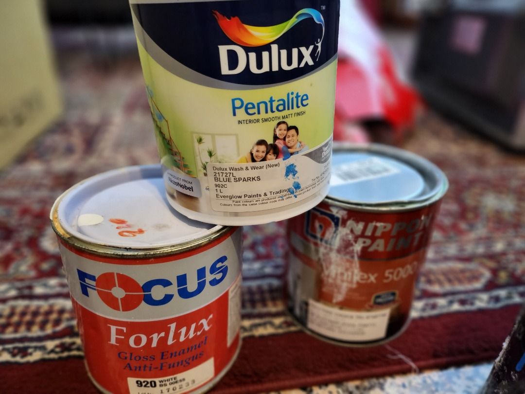 Multiple brands of PAINT (Dulux, Nippon, Focus, Jotun), Furniture & Home Living, Home