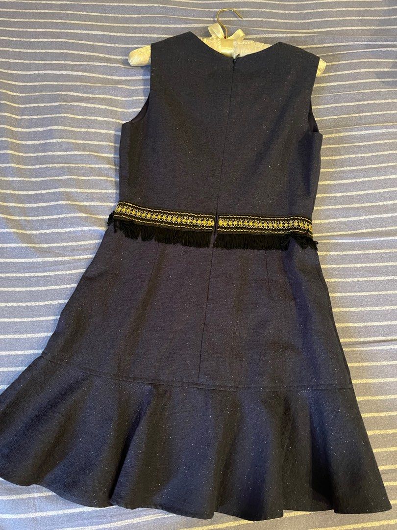 Navy blue dress with gold buttons clearance
