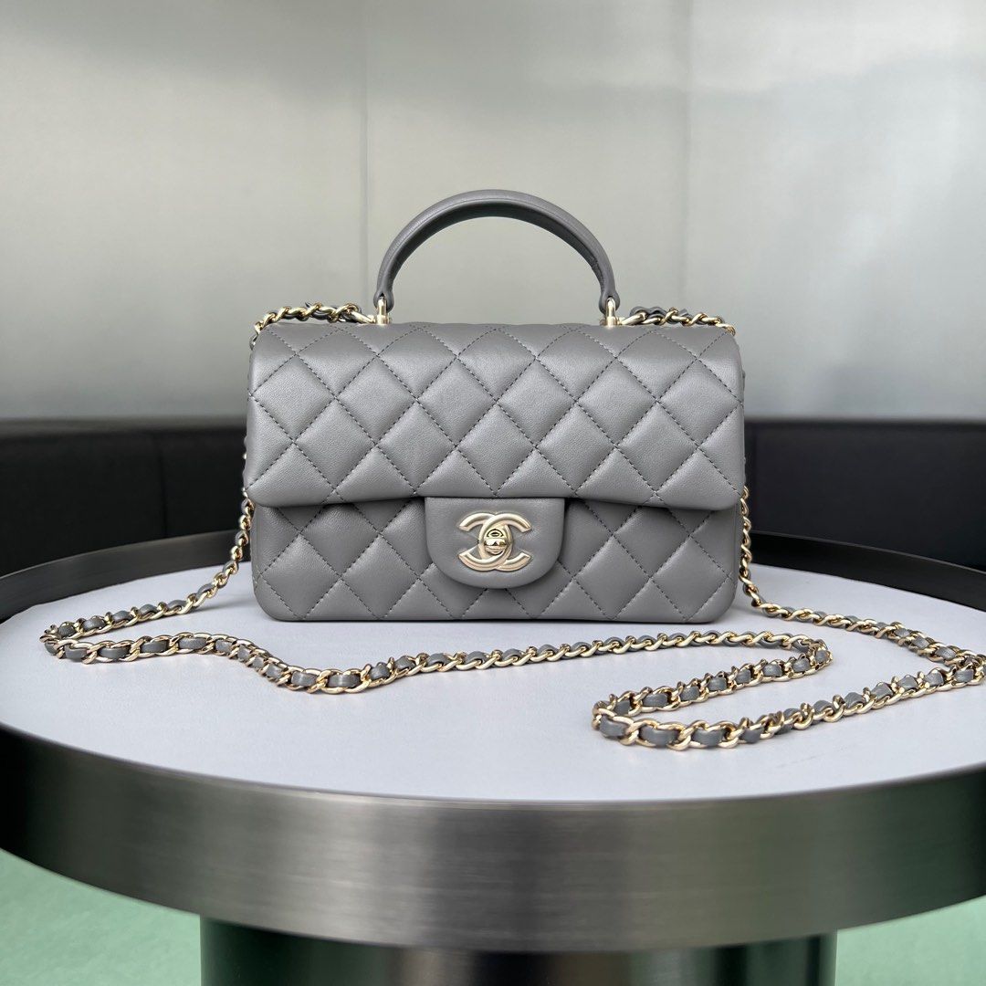 Chanel Mini Rectangular Handle Lambskin 22A Grey / Lghw, Luxury, Bags &  Wallets on Carousell