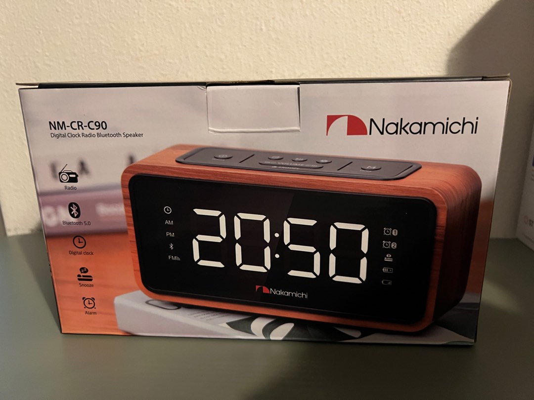 NEW! Nakamichi Bluetooth Clock FM Radio, Furniture & Home Living, Home Decor, Clocks on Carousell