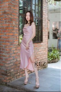 New silk satin dress in dusty pink