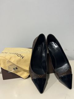 Louis Vuitton flat sandals square toe monogram 23.5cm EU37 with protective  bag