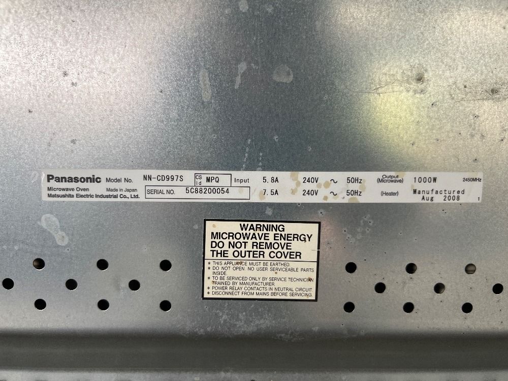 PANASONIC Inverter Convection Microwave Model NNCD997S / Gelombang