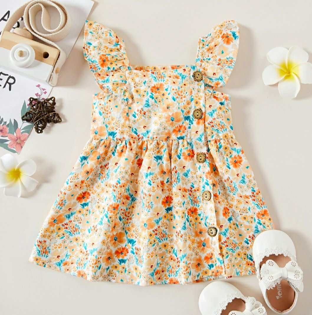 Patpat Baby Girl Dreamy Cream Floral Dress Babies Kids Babies
