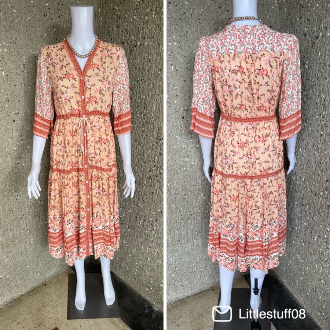 Peach Boho dress, Women's Fashion, Dresses & Sets, Dresses on Carousell