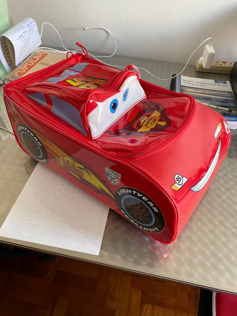 Pixar CARS - Lightning McQueen luggage bag for kids, Hobbies & Toys ...