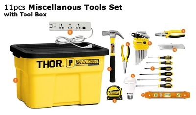 Powerhouse 11pcs Mixed Tools Set with Tool Box (Thor Storage)