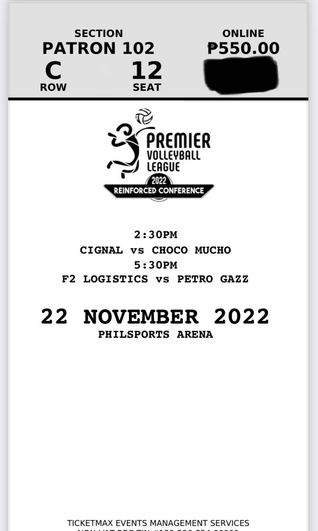 PVL Reinforced Conference 2022 Ticket (Patron 102, C12) 11/22/2022