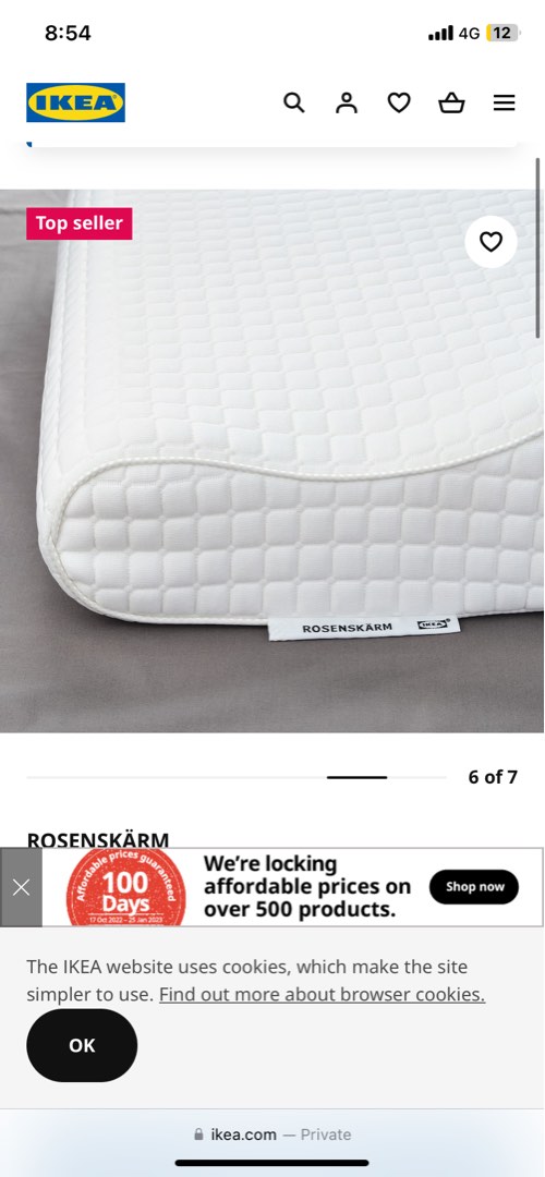 Rosenskarm ergonomic pillow ikea, Furniture & Home Living, Furniture
