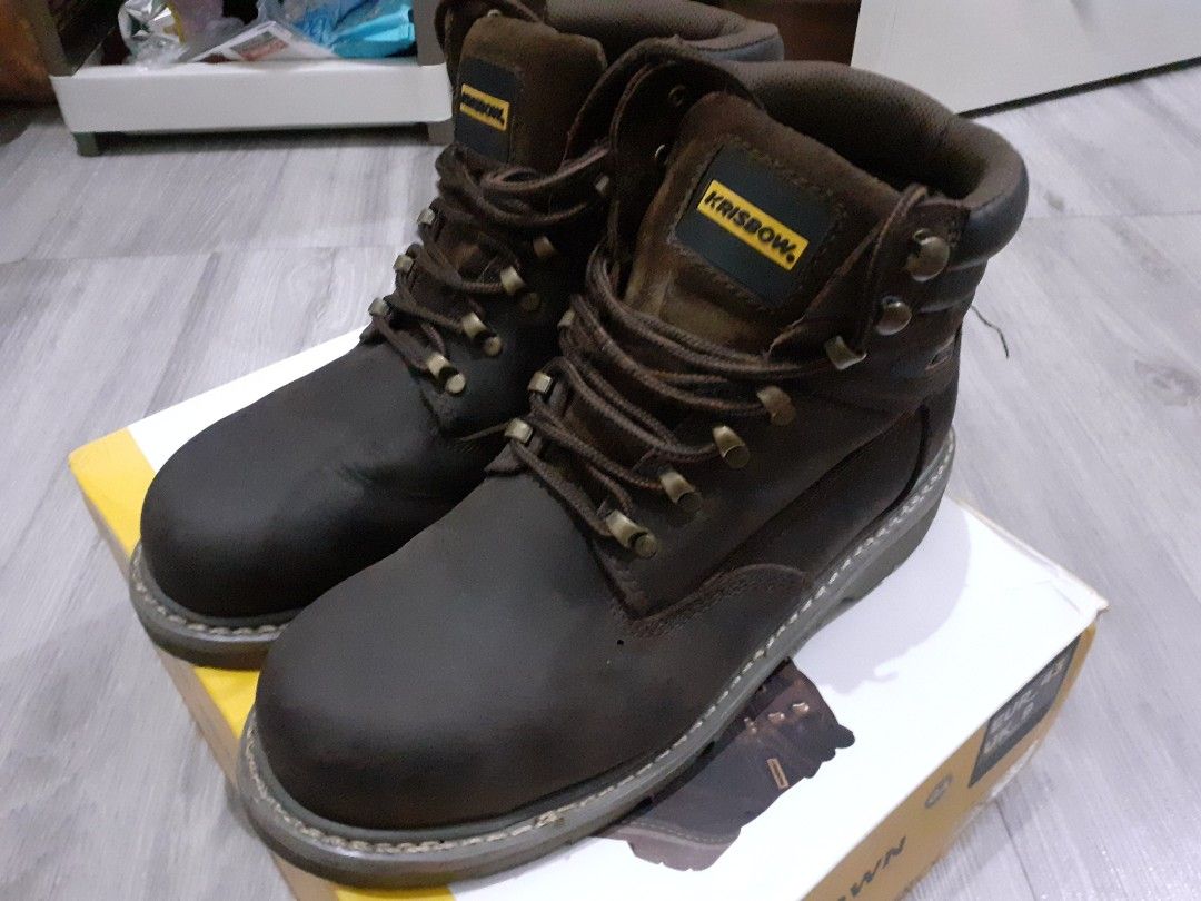 Safety shoes Krisbow Vulcan Brown, Fesyen Pria, Sepatu , Sepatu Boot di