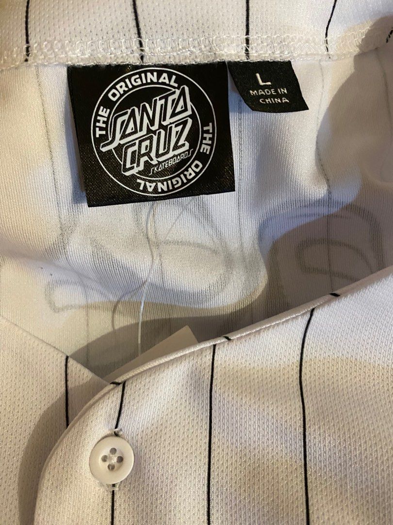 Santa Cruz Strip Outline White & Black Baseball Jersey