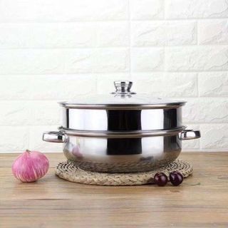 Stainless Steel 2 Layer Steamer Soup Boiling Stew Pot 28cm ZH1738